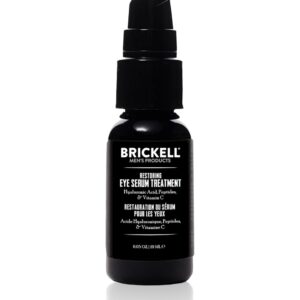 Brickell Men's Dark Circle Under Eye Treatment Serum For Men, Eye Gel to Firm Wrinkles, Reduce Dark Bags, and Promote Youthful Skin, With Hyaluonic Acid, Peptides, and Vitamin C, 0.65oz, Unscented