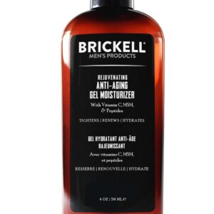 Brickell Men's Rejuvenating Anti-Aging Gel Moisturizer For Men, Fast Absorbing Moisturizer Reduces Fine Lines and Wrinkles, With Vitamin C, Aloe, and Protein Peptides, 4oz, Scented