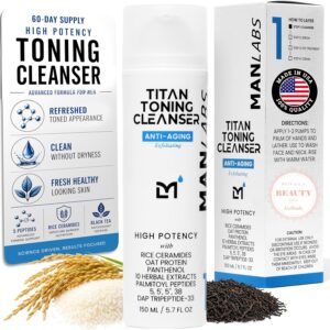 Man Labs Titan Anti-Aging Mens Face Wash – Mens Gentle, Toning Exfoliating Face Cleanser for Men – Skin Care for Men - Face Care for Man –Refresh & Smooth Skin Without Stripping Natural Oils–Unscented